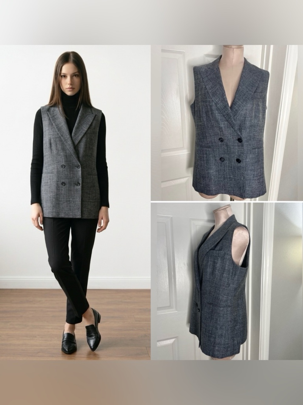 MaxMara Women’s Vest Blazer Silk Linen Wool Blend Sz US 12